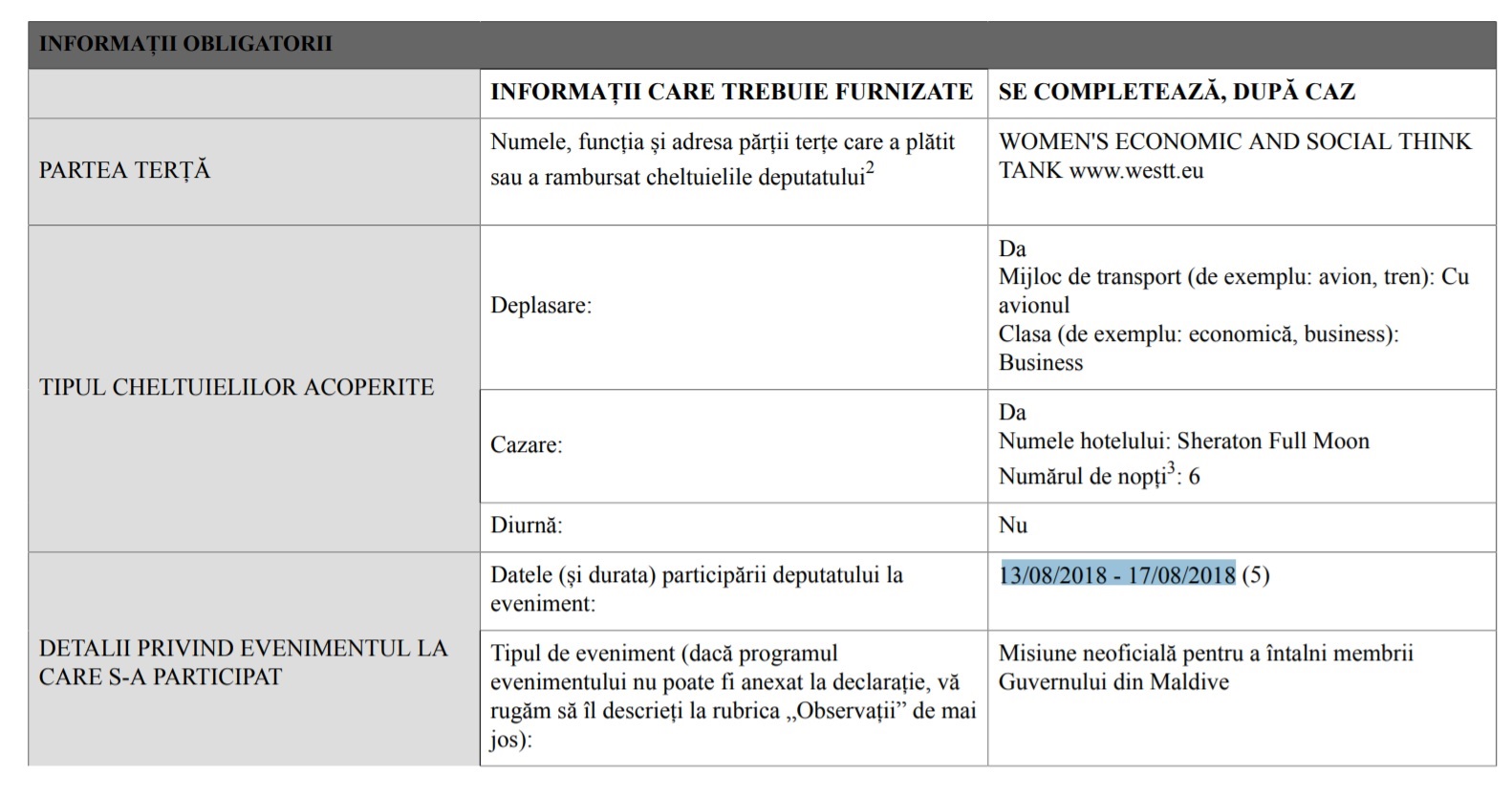 Maria Gabriela Zoana declaratie