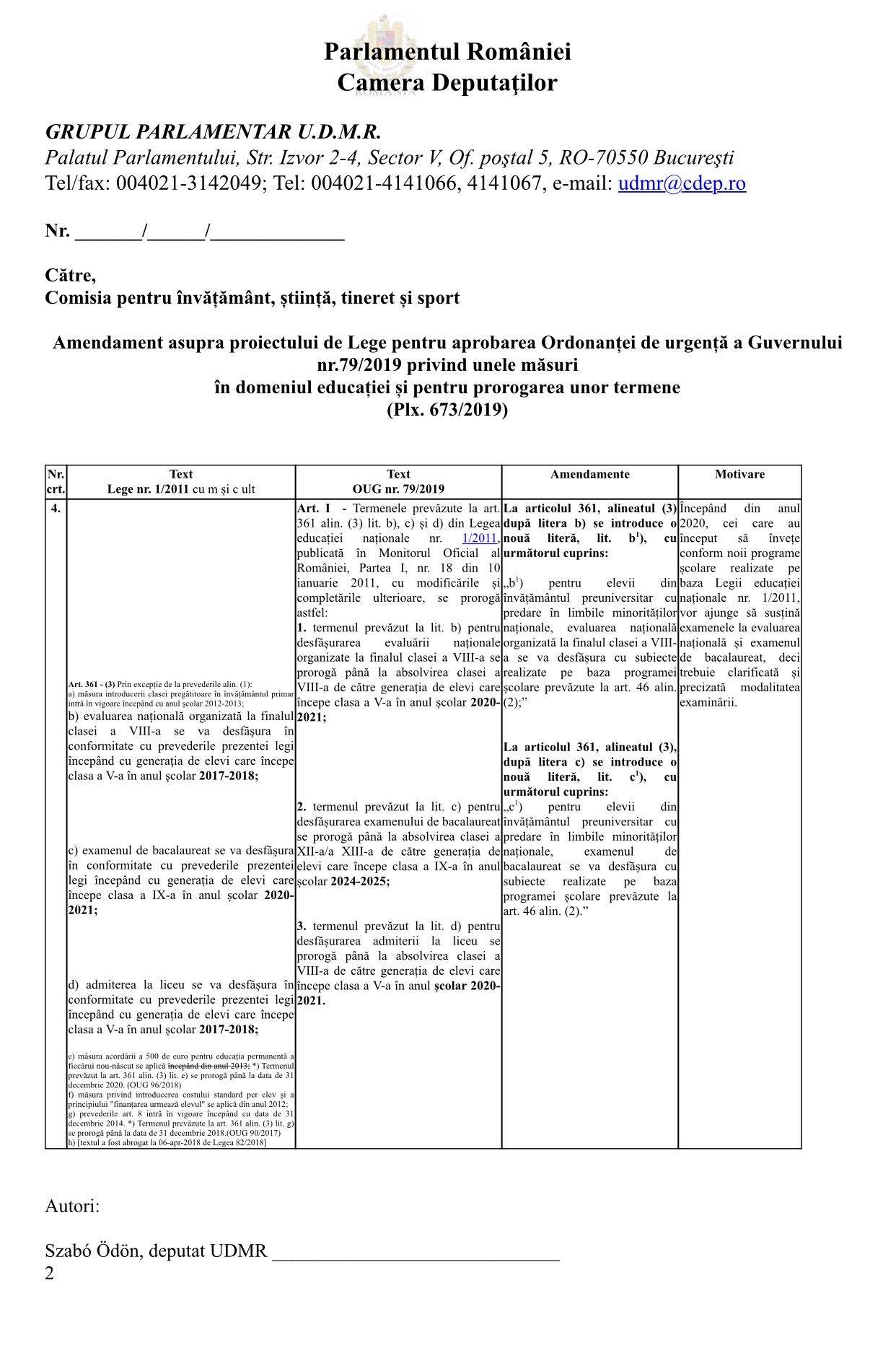 amendament UDMR