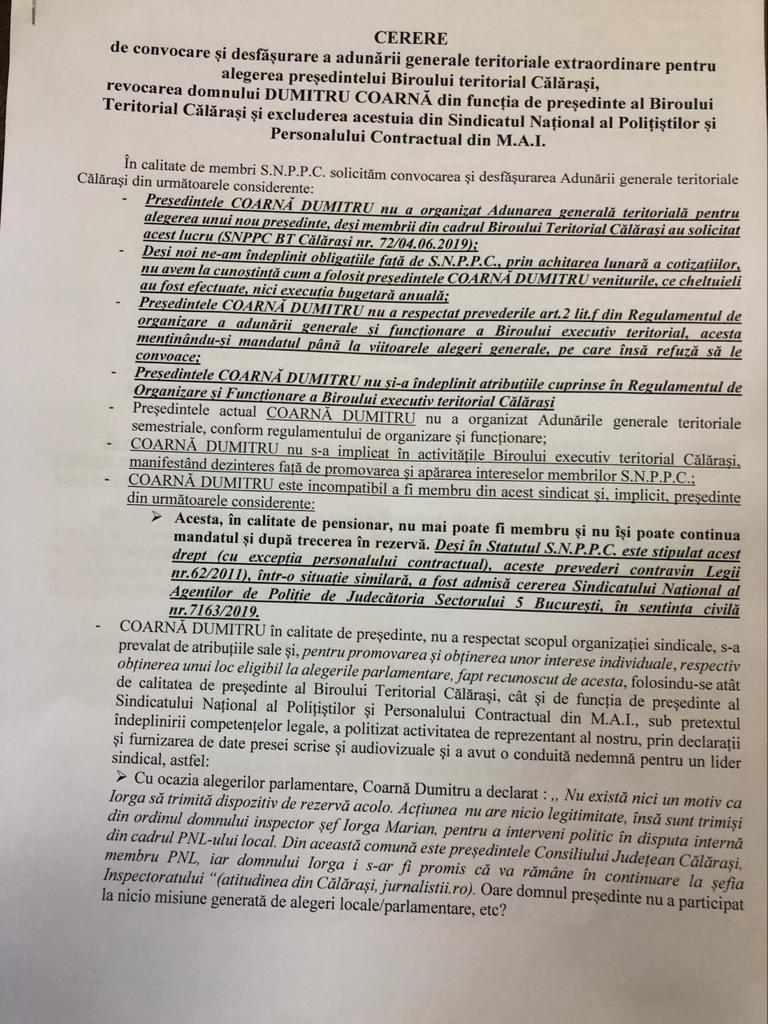 Dumitru Coarnă Excluderea