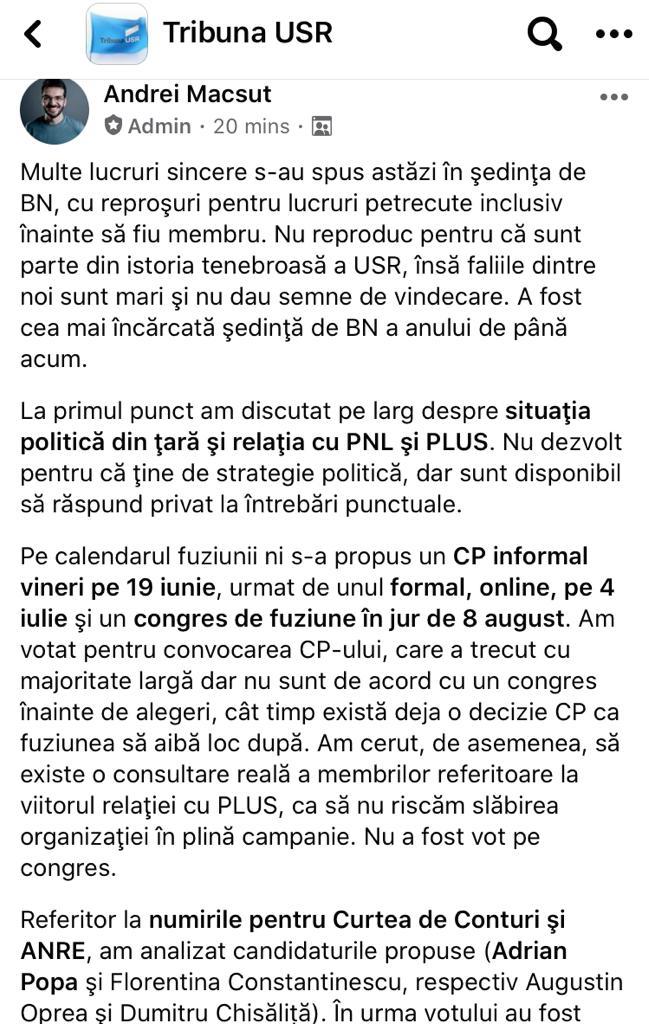 sedinta cu scandal usr fb