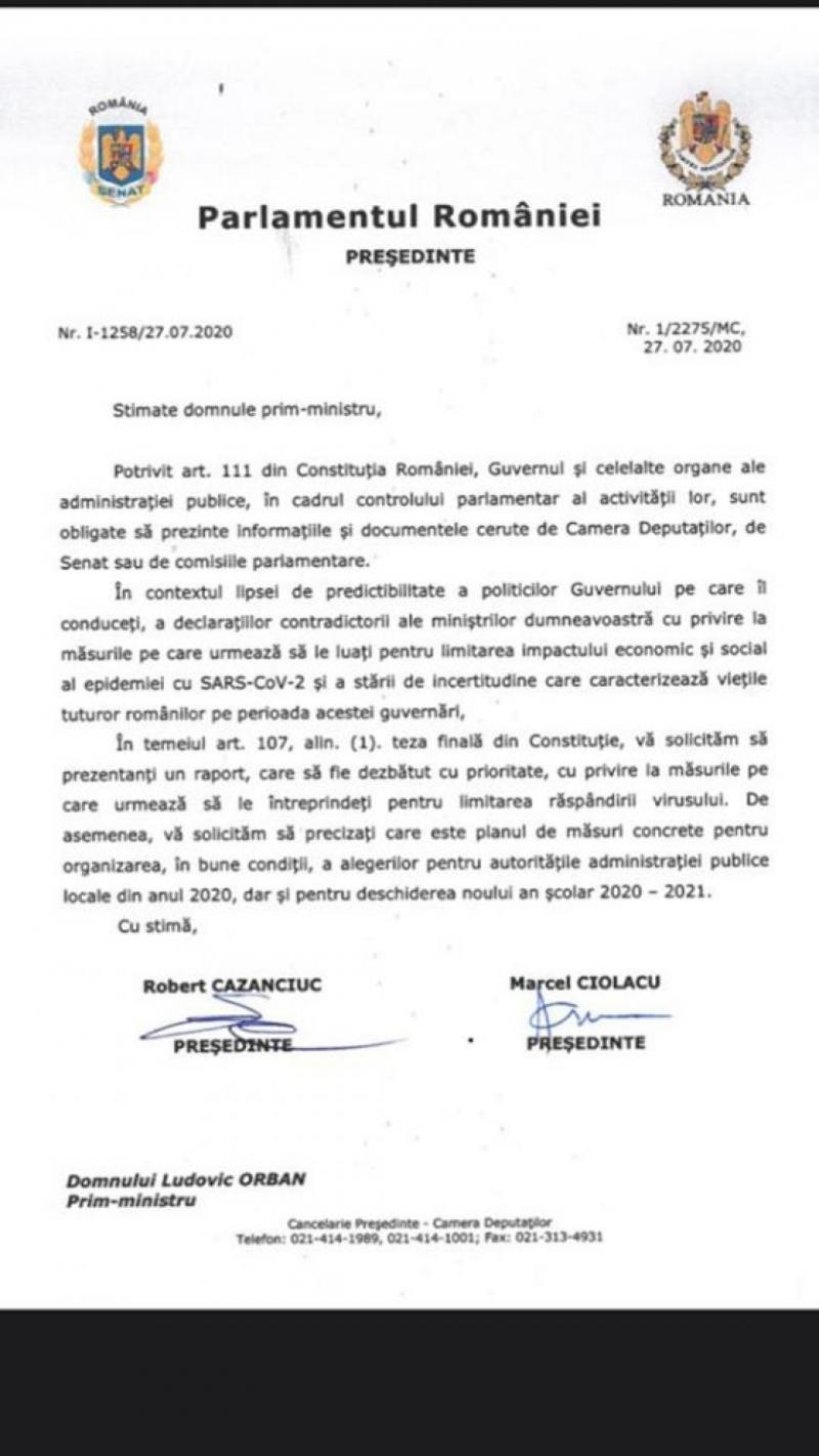 Marcel Ciolacu și Robert Cazanciuc îi cer premierului un plan anti-COVID