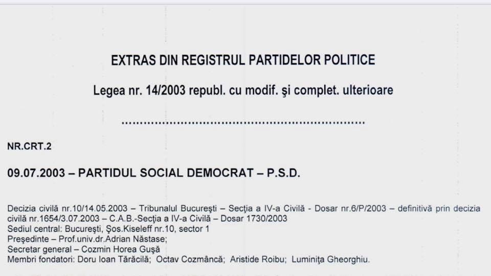 extras registru PSD Cozmin Gusa