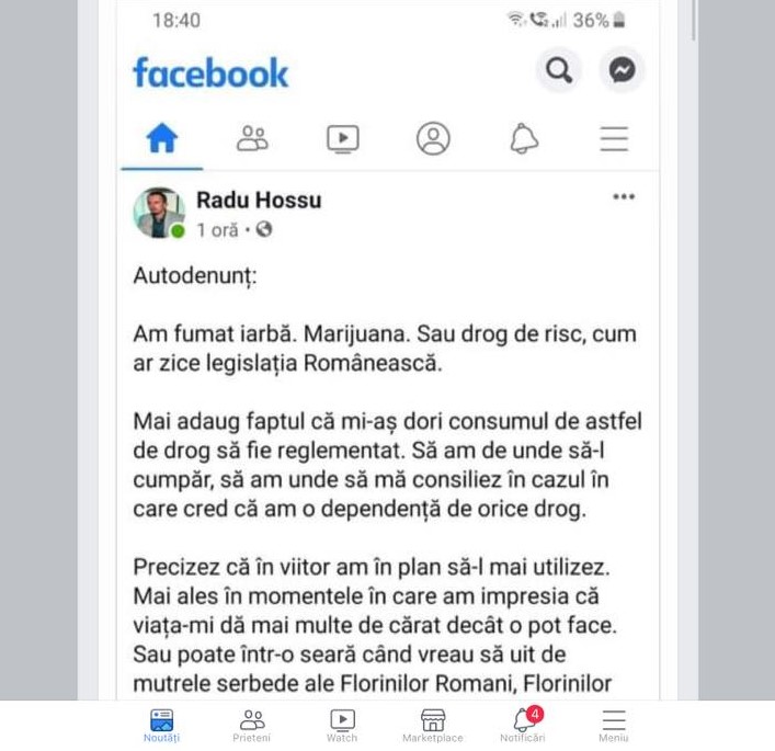 Florin Hossu lider USR a afirmat public că a consumat droguri de risc.