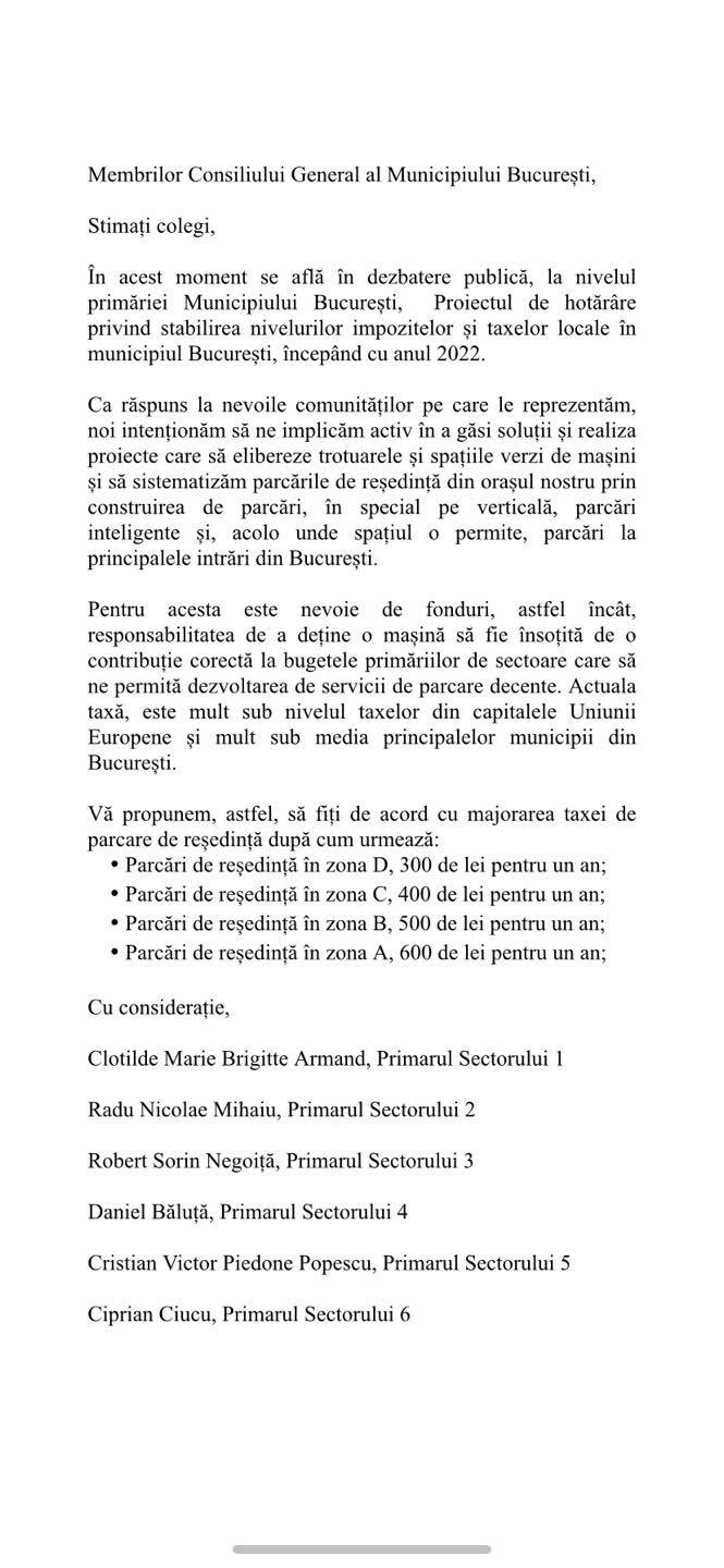 majorarea taxelor de parcare