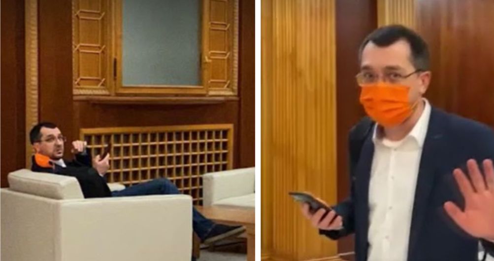 Vlad Voiculescu, fără mască de protecție, pe holuri Parlamentului!