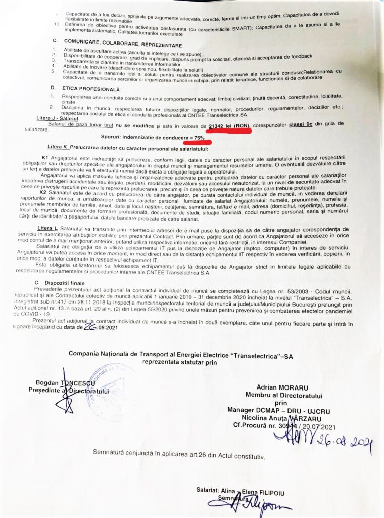 salariu sef transelectrica