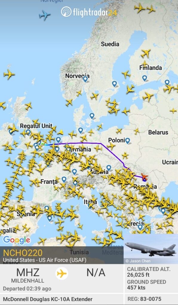 avion mildenhall traseu romania