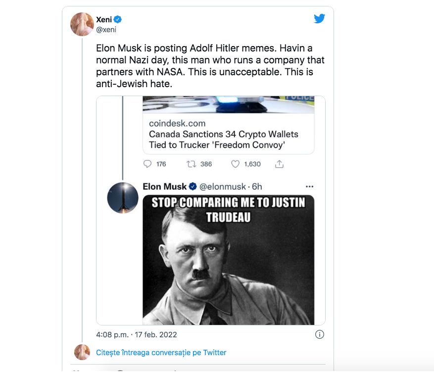 Justin Trudeau comparat cu Hitler de Elon Musk, la protesteJustin Trudeau comparat cu Hitler de Elon Musk, la protesteJustin Trudeau comparat cu Hitler de Elon Musk, la proteste