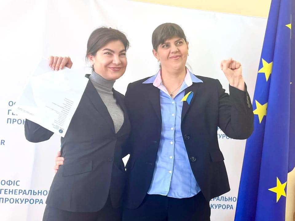 Laura Kovesi a vizitat Kievul cu o delegație oficială, în plin război