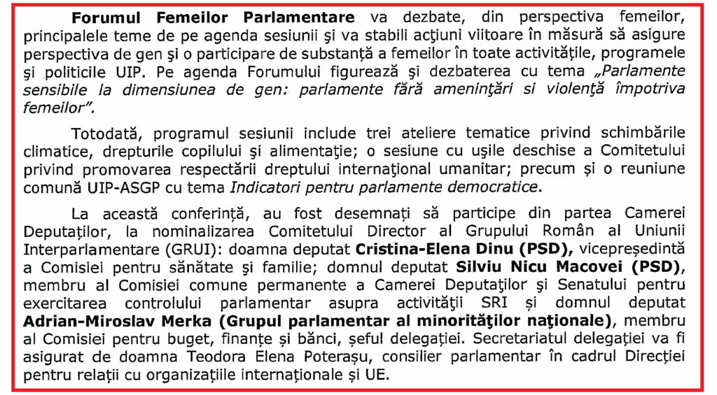 Forumul Femeilor aprobare BP