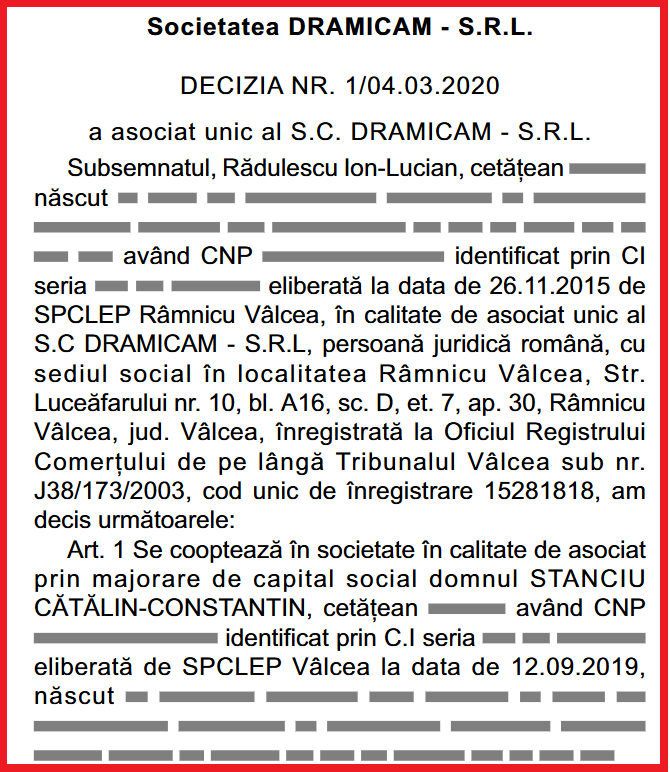 cesiune Lucian Rădulescu