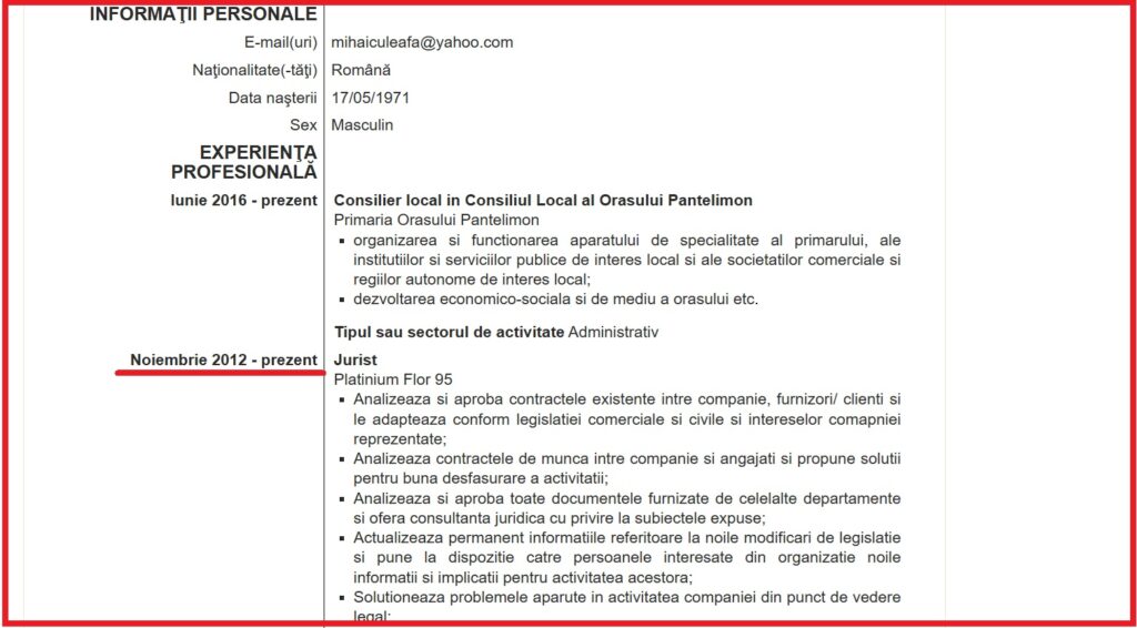 CV Mihai Culeafă