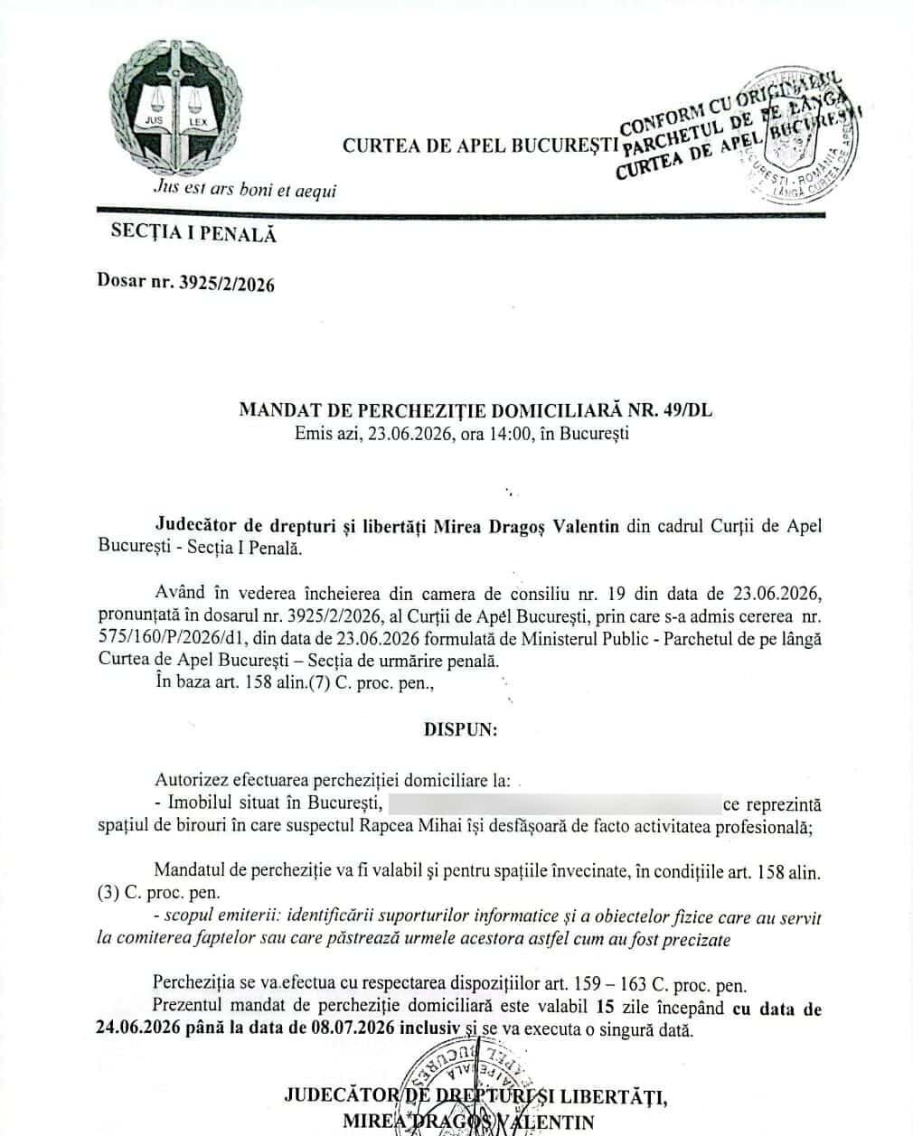 Avocatul și vloggerul naționalist Mihai Rapcea, reținut după percheziții. Acuzații de distribuire de mesaje fasciste și legionare. Mascații căutau icoane, cărți cu Eminescu, Goga și Sf. Ilie Lăcătușu! 3 Mandat de percheziție